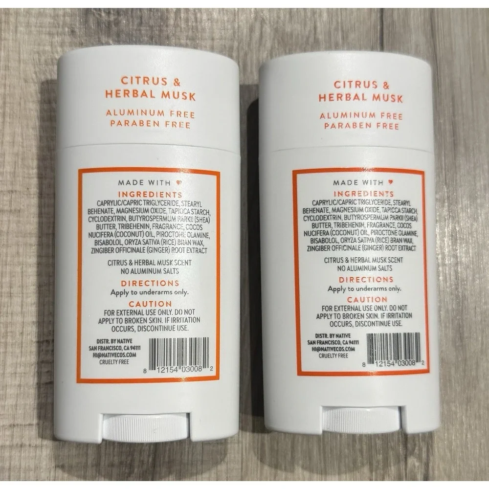Native Deodorant Citrus & Herbal Musk Aluminum-Free 2pk 2.65oz